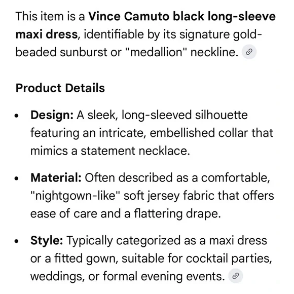 Vince Camuto Black Long Sleeve Maxi Dress Embellished Neckline New Medium - Picture 8 of 8